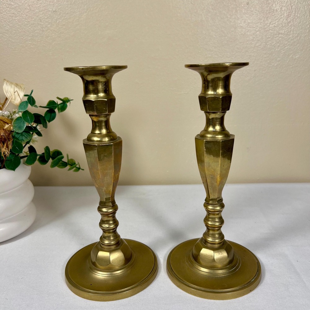 Vintage Brass Gold Candlestick Holders | Set of 2